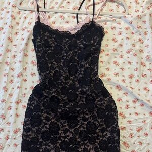 White fox Black and Pink Lace Dress